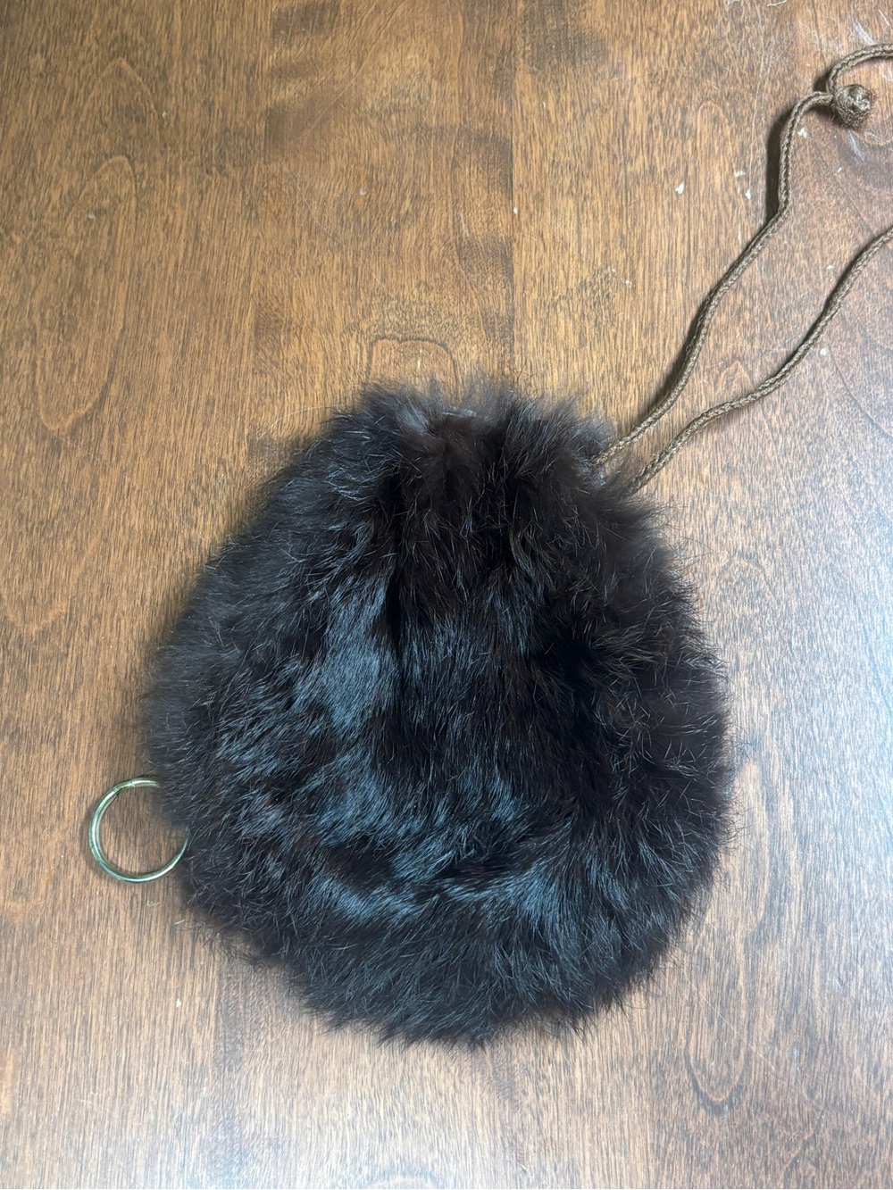 VINTAGE GENUINE FUR & LEATHER DRAWSTRING SPORRAN POUCH
